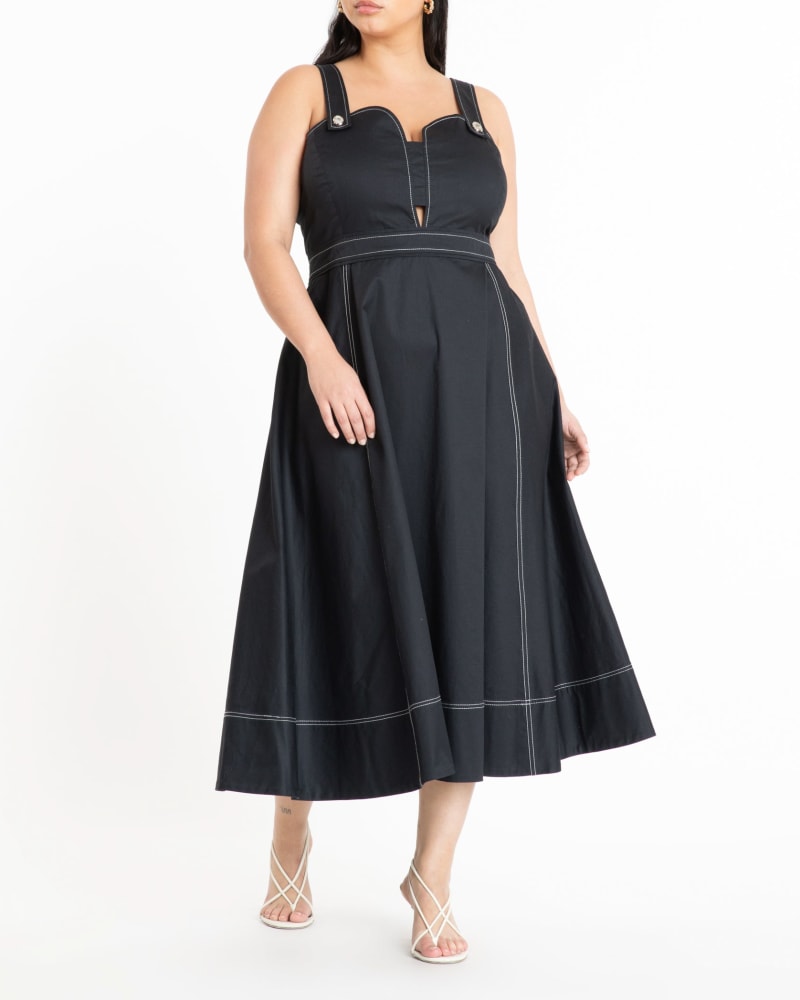 Front of a model wearing a size 20 Everleigh Dress in BLACK by Tanya Taylor. | dia_product_style_image_id:283248